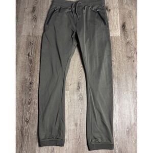 BENCH Men's S Olive Green Motto Zip Drawstring Fleece‎ Lined Joggers